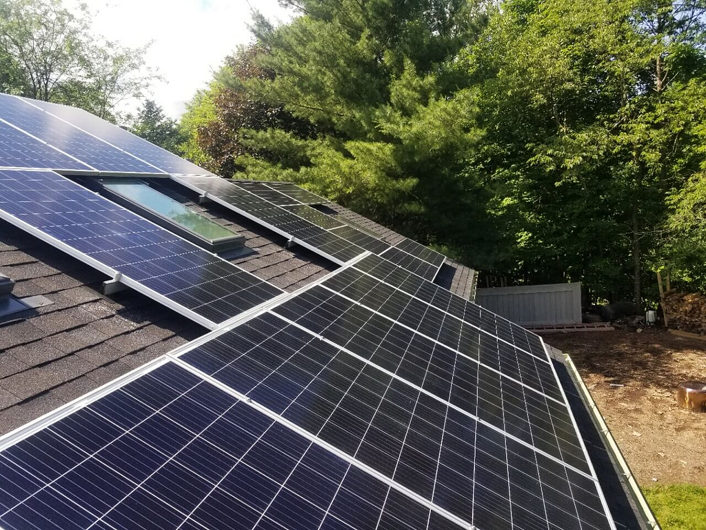 view from the roof on the solar panels