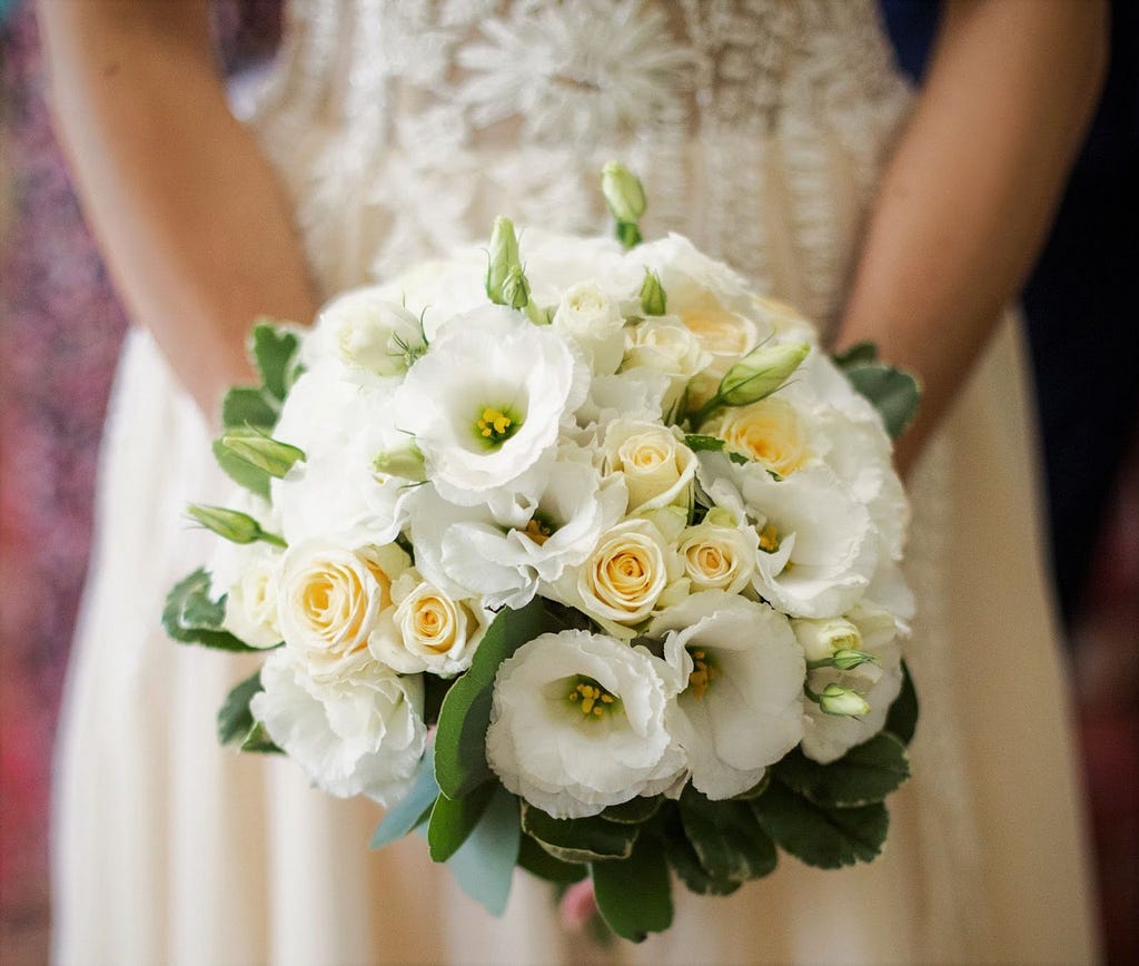 A bride holding a bouquet