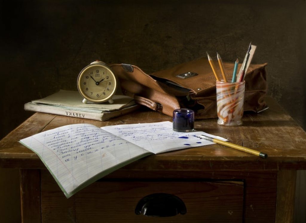 writing supplies on a table