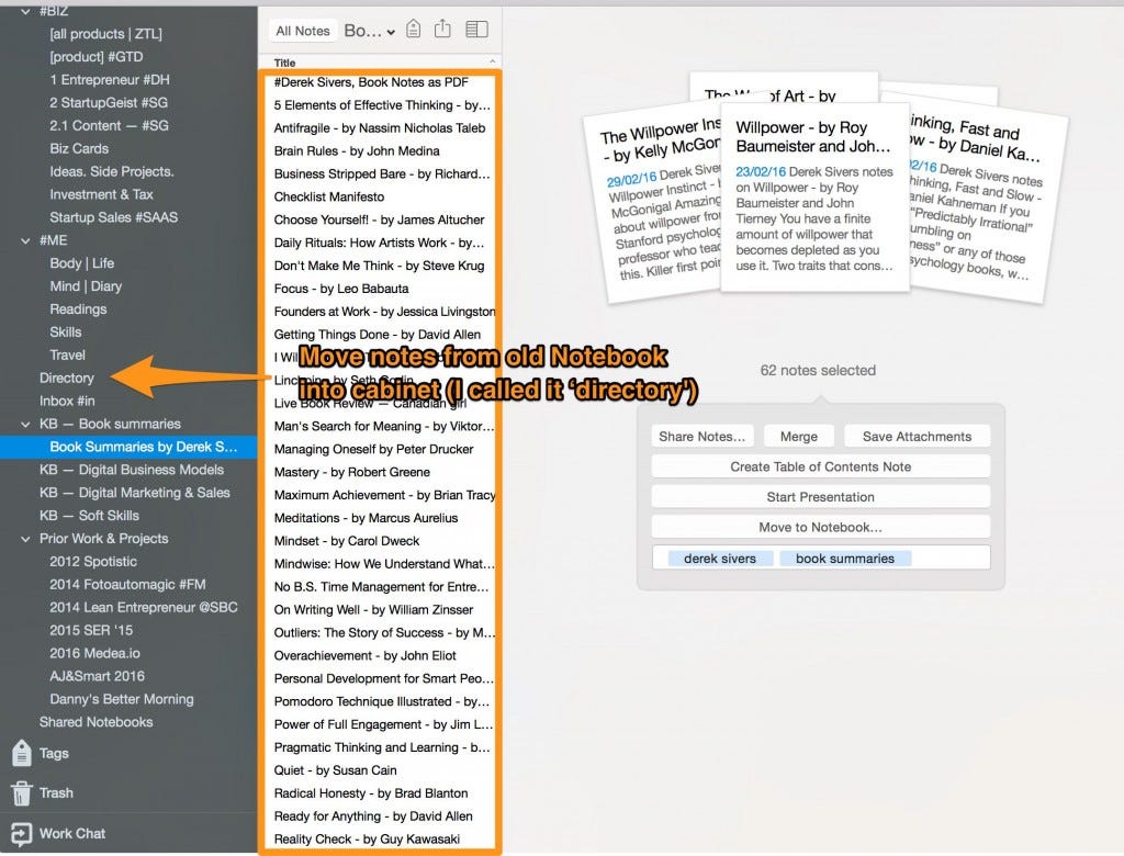 StartupGeist Blog - Using Evernote like Michael Hyatt - step 5 move notes into directory