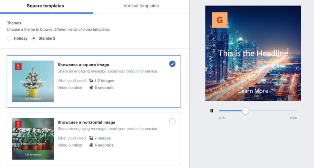 facebook advertising image to video