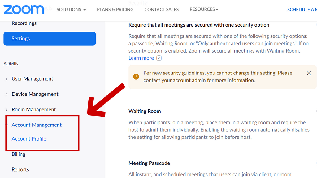 Account management in Zoom