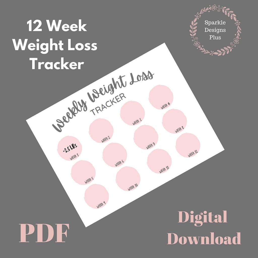 12 Week Printable Weight Loss Tracker Chart PDF Etsy UK