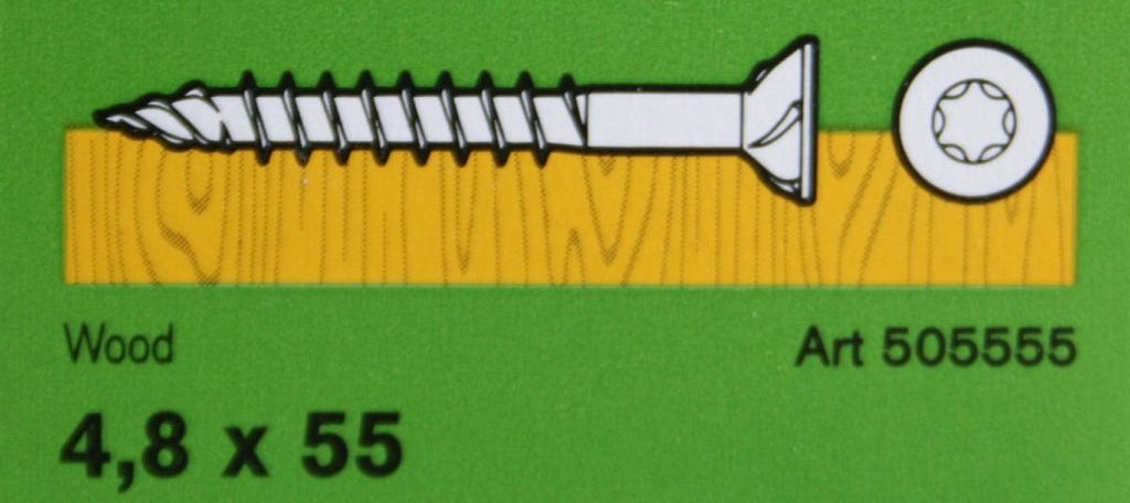 What is says on the front of the packaging of a metric wood screw box