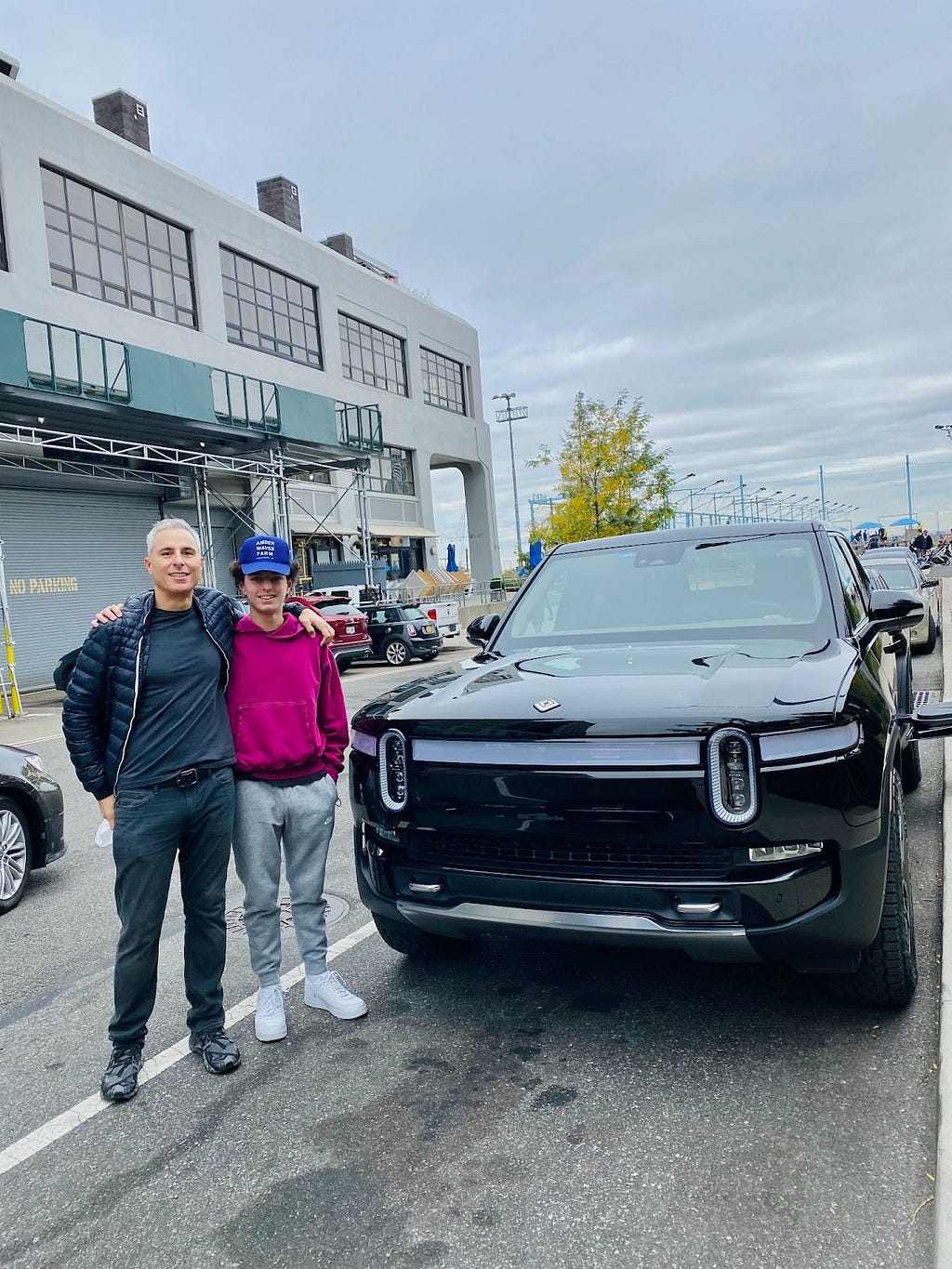 Rivian R1T on the Brooklyn waterfront