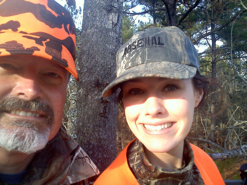 Dad and I sitting in the treestand.