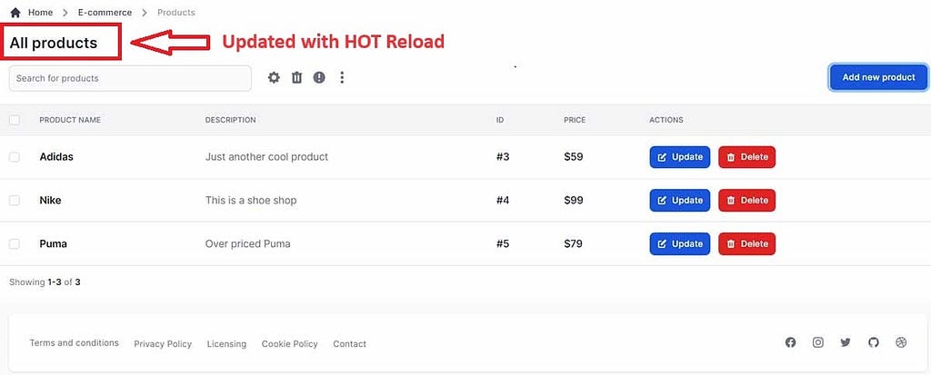 Rocket Django — Sample page content updated with HOT Reload.