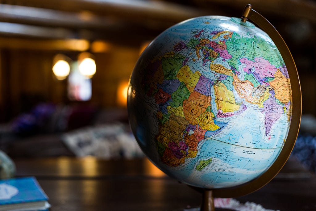 A globe of the world.