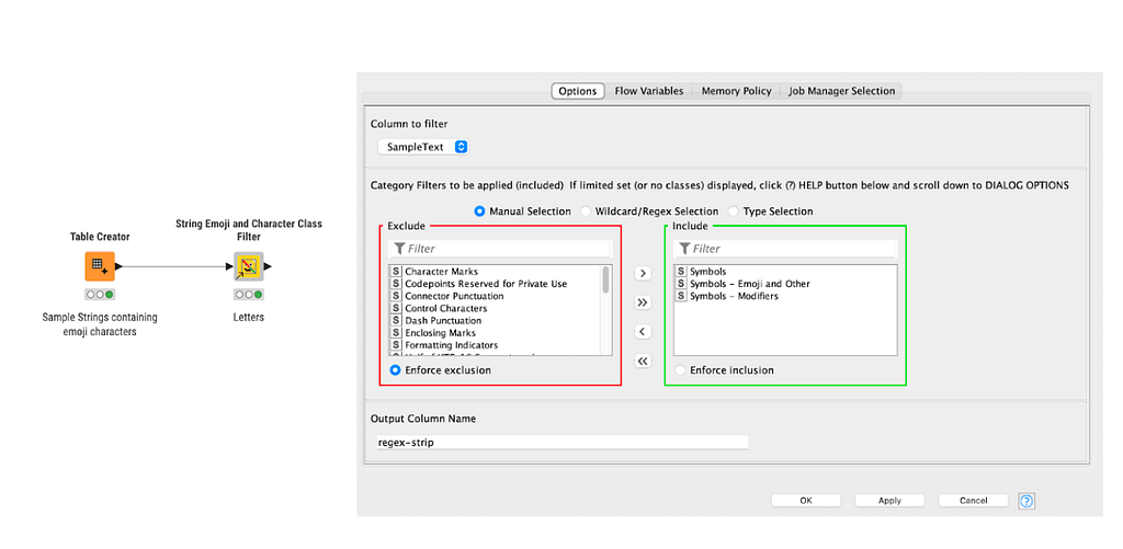 updated configuration window