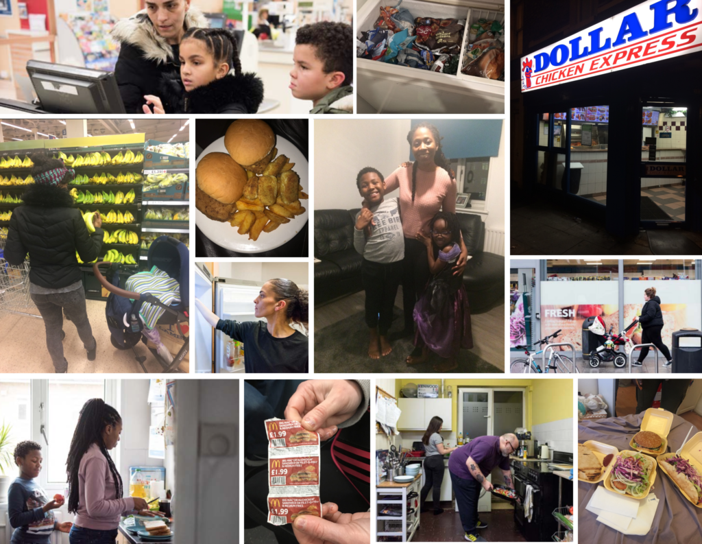 Photos of people eating, shopping and cooking around Lambeth in London.