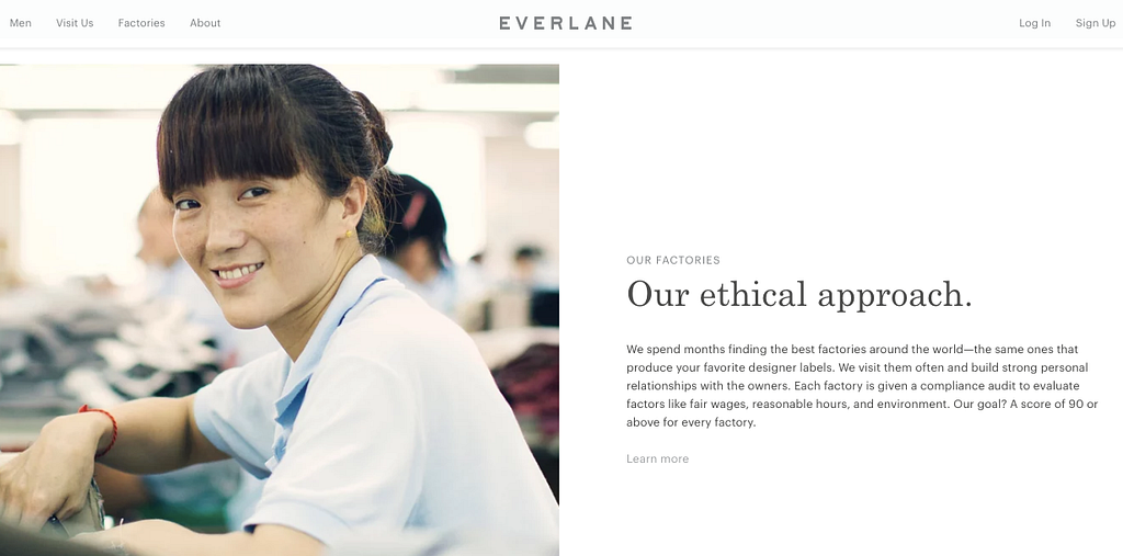 Everlane's ethical approach is part of their brand image