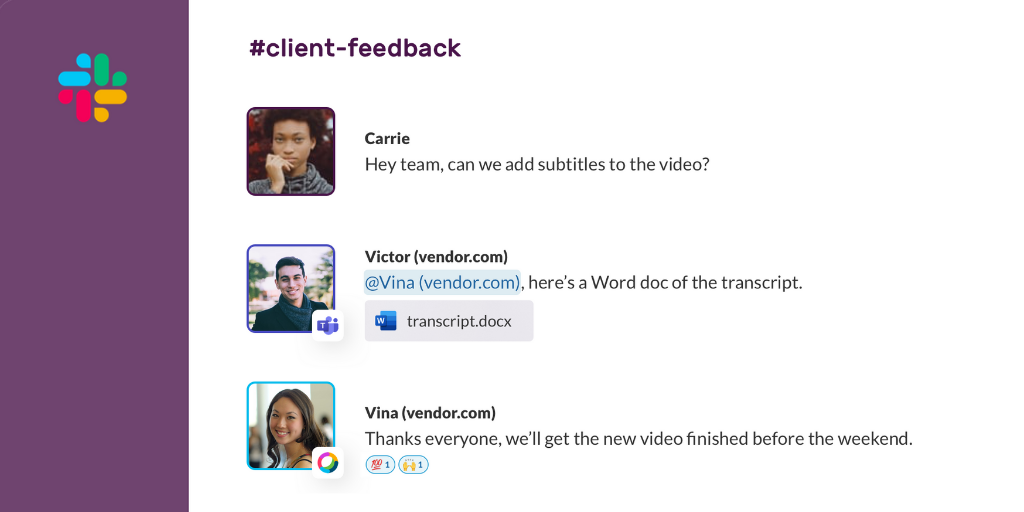 Stay in Slack and chat with Microsoft Teams and Webex Teams users