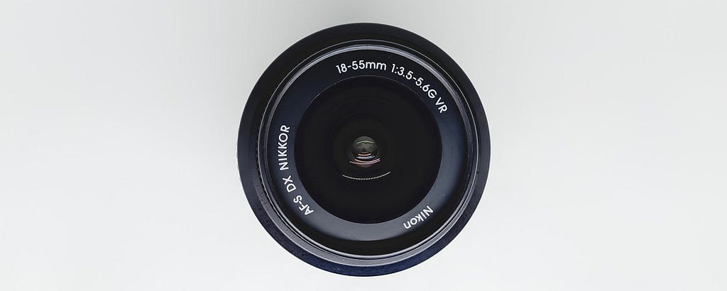 Top view of a DSLR camera lens