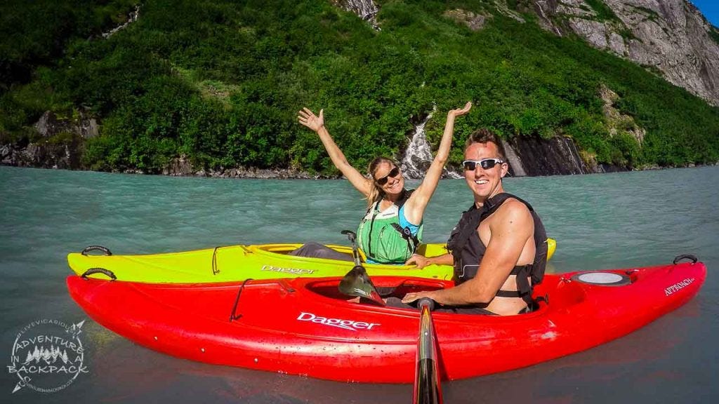 kayaking down Portage Creek