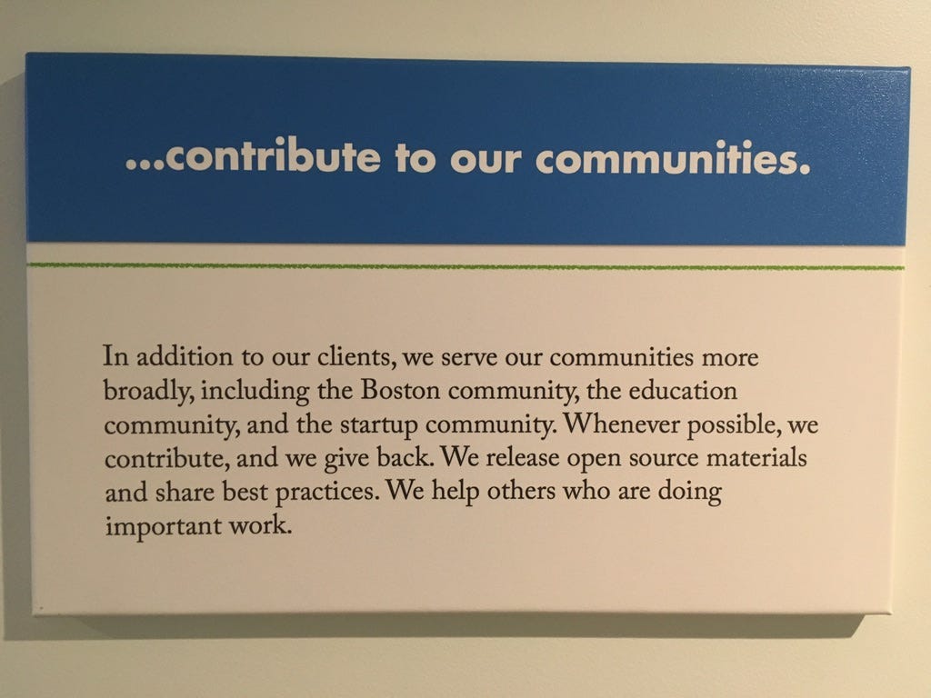 We contribute to our communities, including the Boston community, the education community, and the startup community.