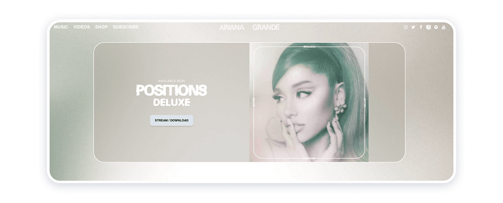 Ariana Grande website example