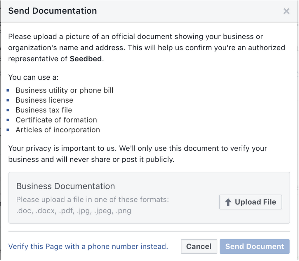 creating a facebook donations account submitting documents