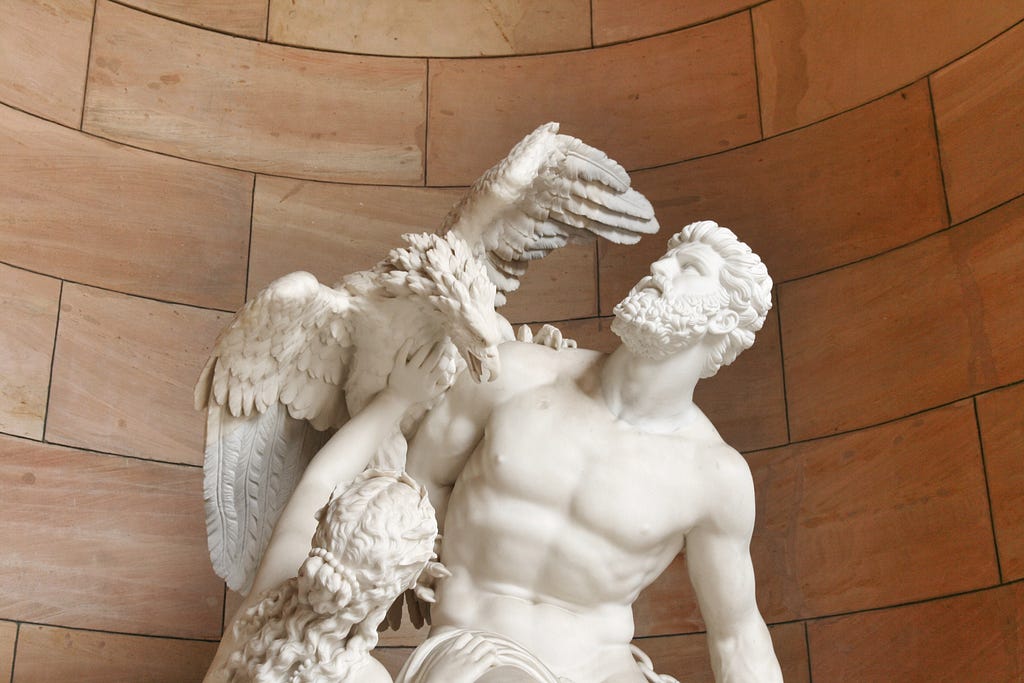 Statue of Prometheus, god of forethought