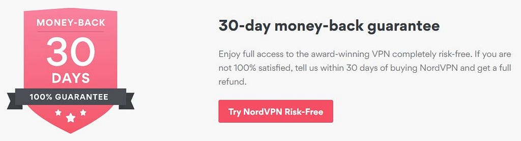 Garantía de devolución de dinero de 30 días de NordVPN