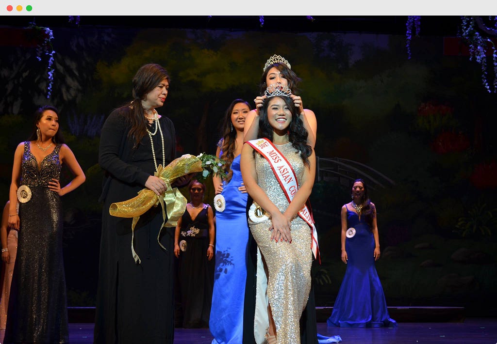 Samantha Mui receives Miss Asian Congeniality on Miss Asian Global Pageant 2017 in SanFrancisco
