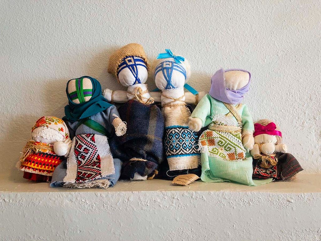 Handmade motanky, Slavic folk dolls.