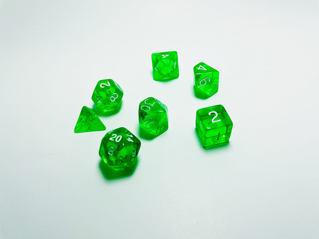 dungeons and dragons green dice for tabletop gaming