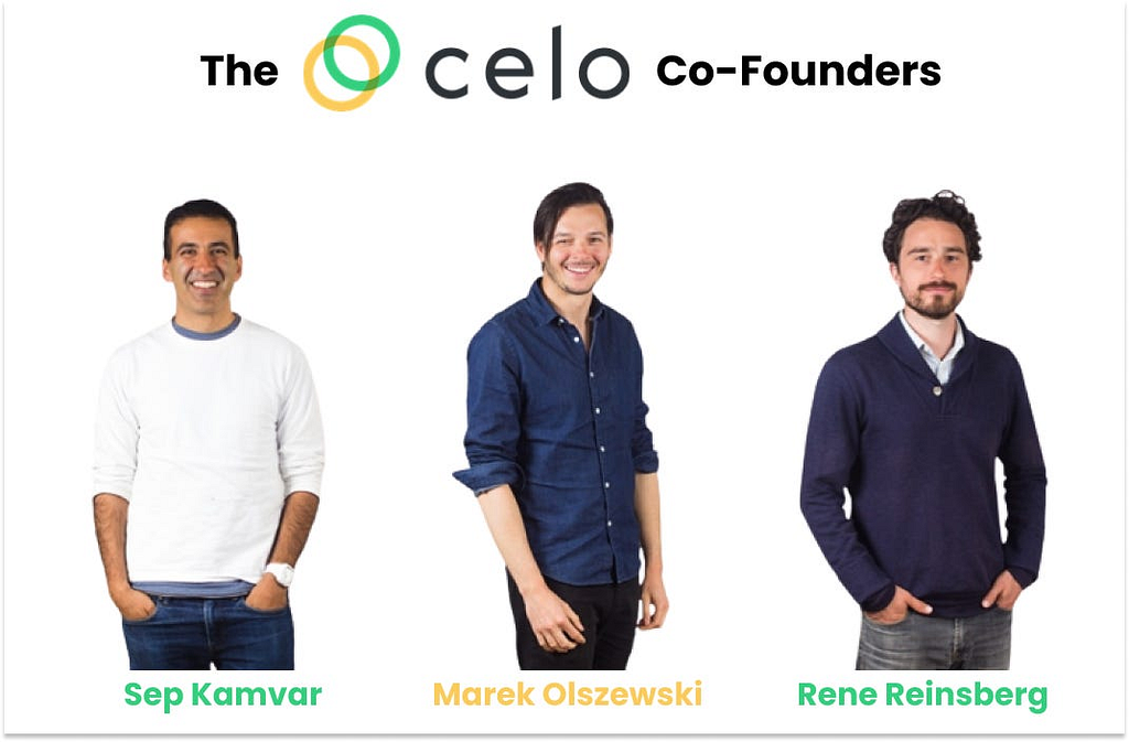 < Celo 공동 창업자 : 캄바르, 올제브스키, 라인스버그(왼쪽부터)(출처 : Celo) >