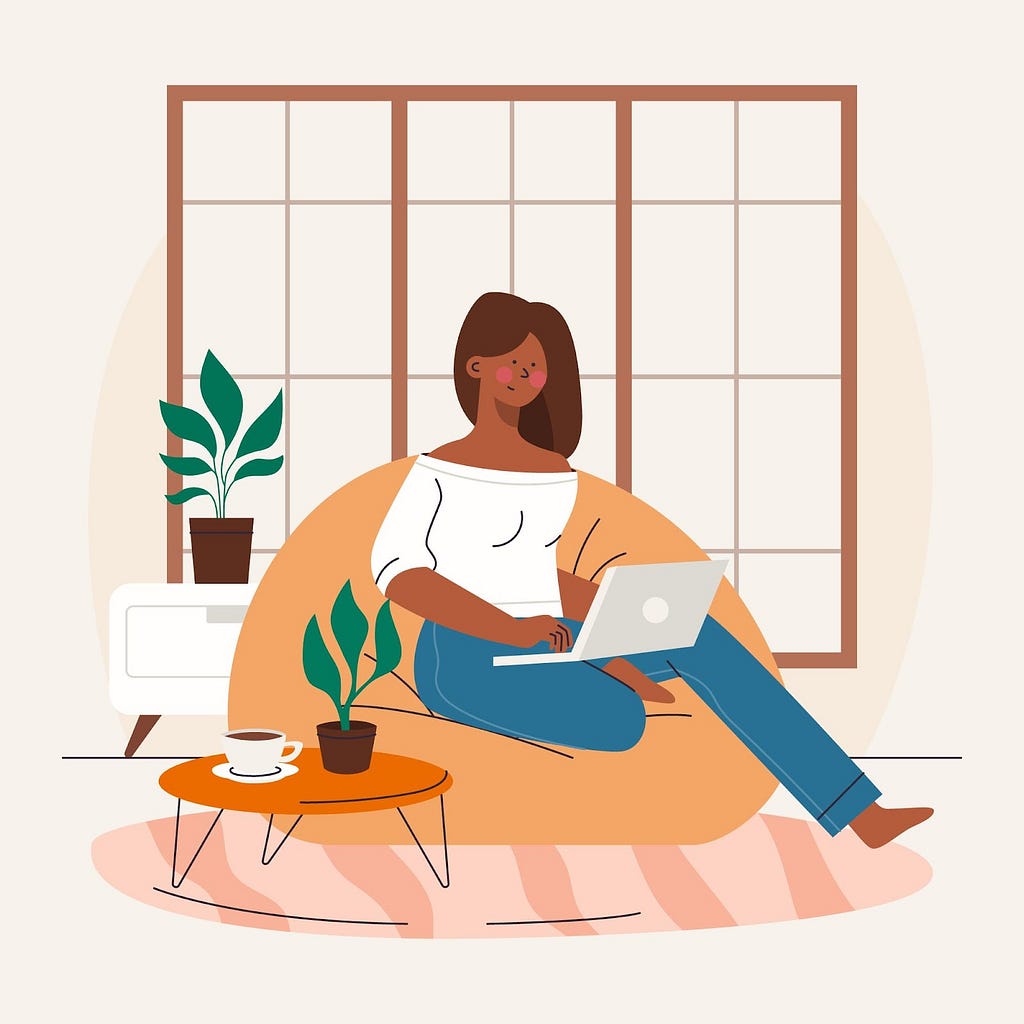 Illustration of woman working from home