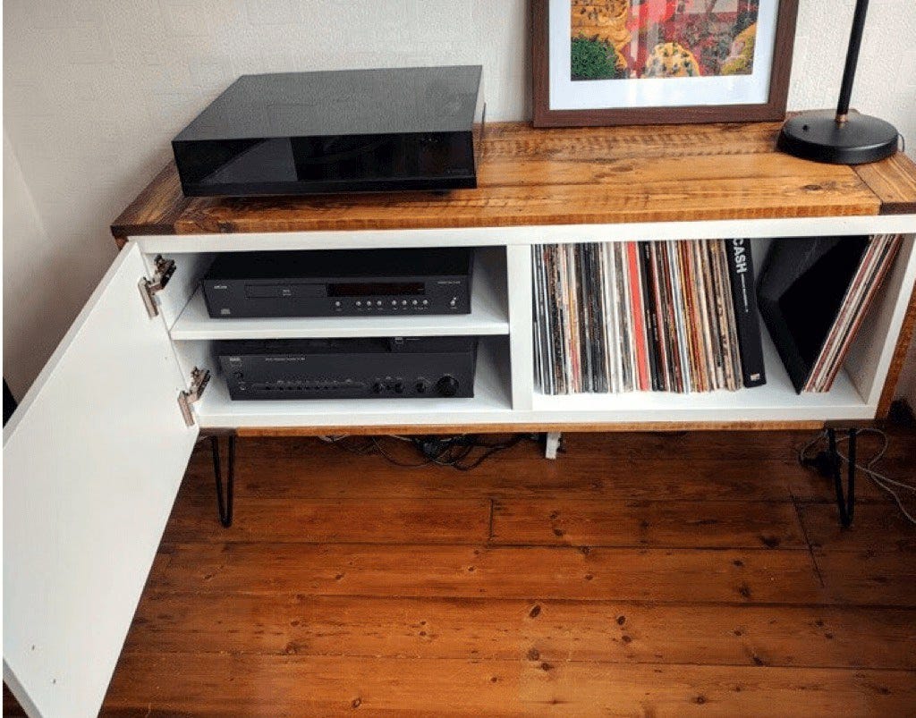 Record player console hacked from BESTÅ cabinets