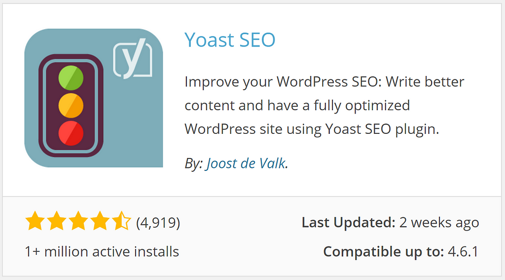 Yoast SEO plugin details