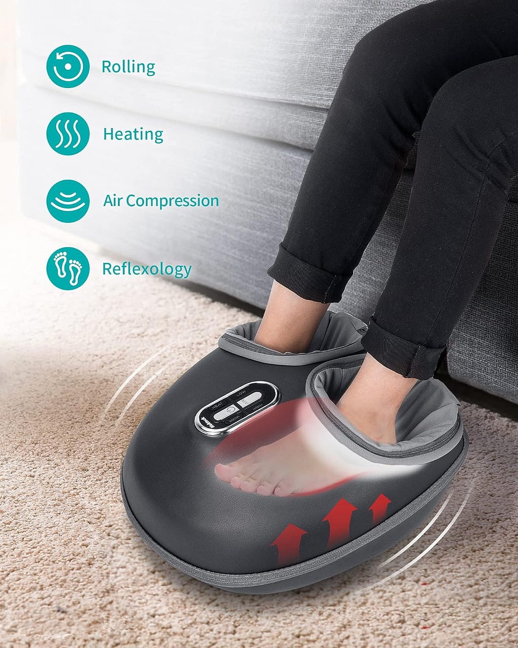 Nekteck Shiatsu Foot Massager Machine with Soothing Heat, Deep Kneading Therapy, Air Compression, Improve Blood Circulation and Foot Wellness,Relax for Home or Office Use(Gray)