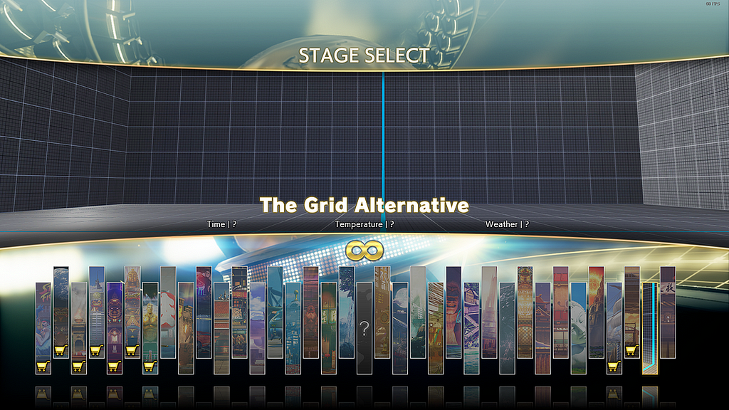 The stage select screen of Street Fighter V. The Grid Alternative is being hovered over.