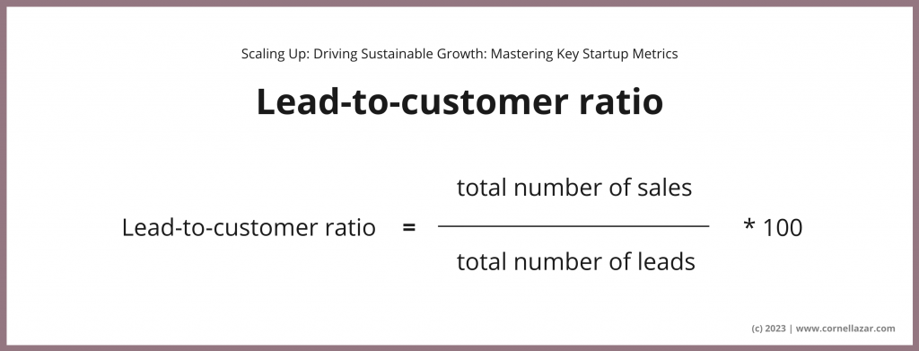 Lead-to-customer ratio = (total number of sales / total number of leads) * 100