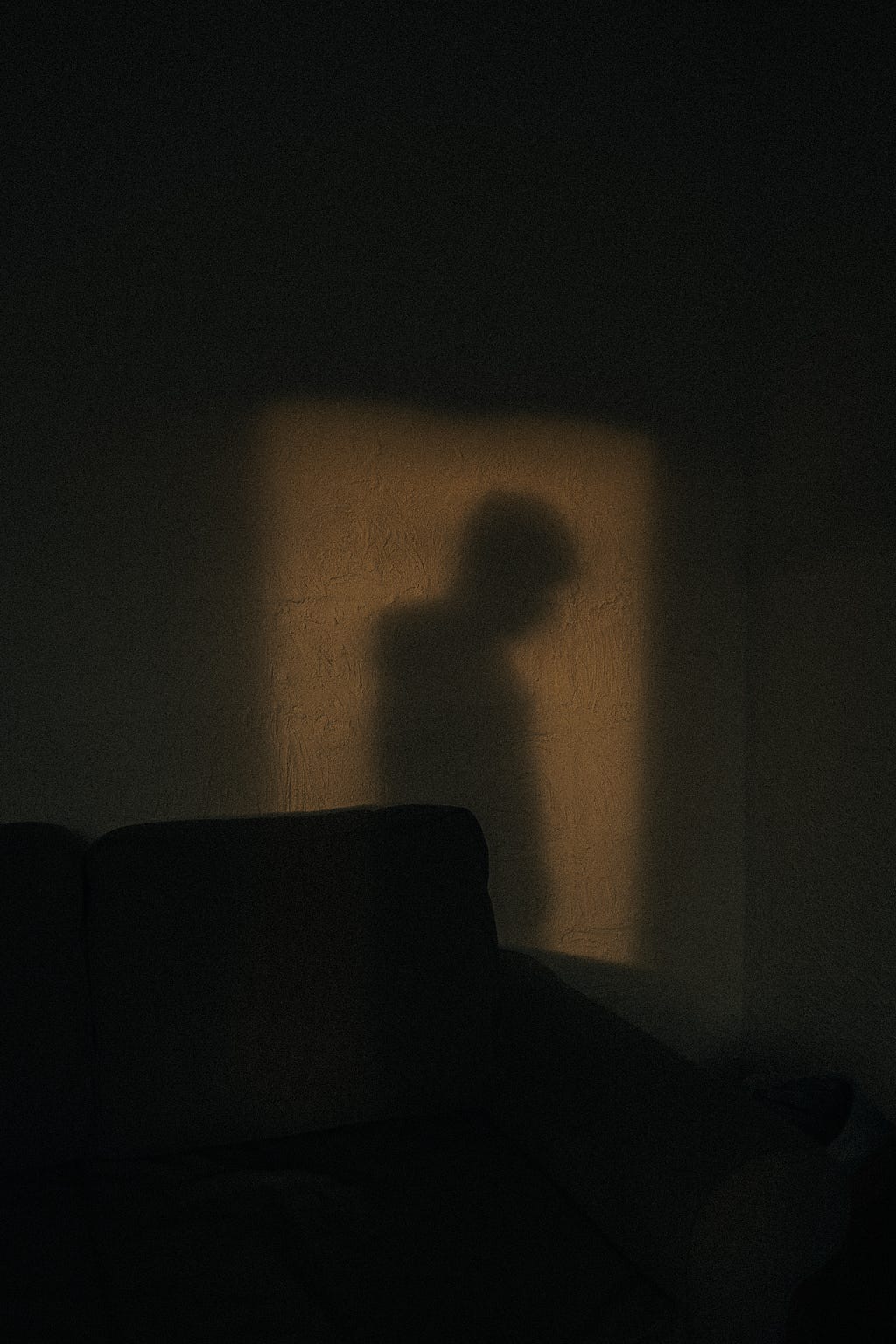 A shadow of a man against the sunlight