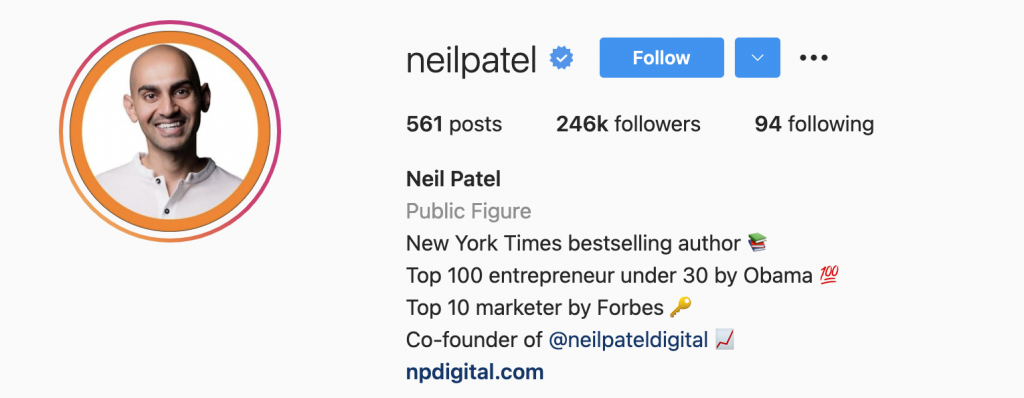 What content works on Instagram for Neil Patel.