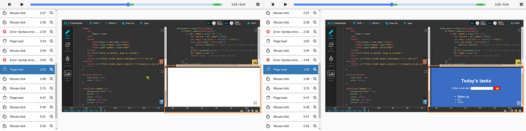 SessionStack records user actions inside iframes