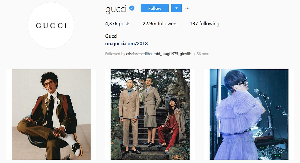 Gucci instagram account