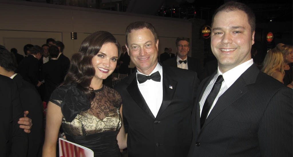 Laura Orrico and Ryan Cosgrove (right) with their friend Gary Sinise at the 2012 Freedom Gala at The Reagan Library. Photo courtesy of Laura Orrico Public Relations