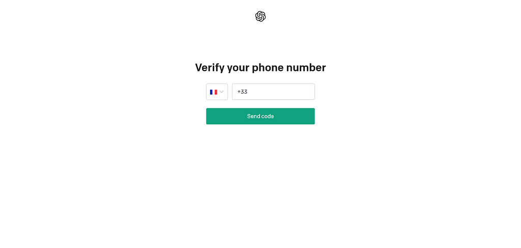 “Verify your phone number” The page has a single input field for a phone number.