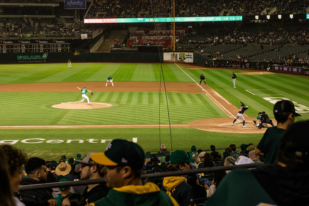 Crowd and players at the stadium during a baseball game