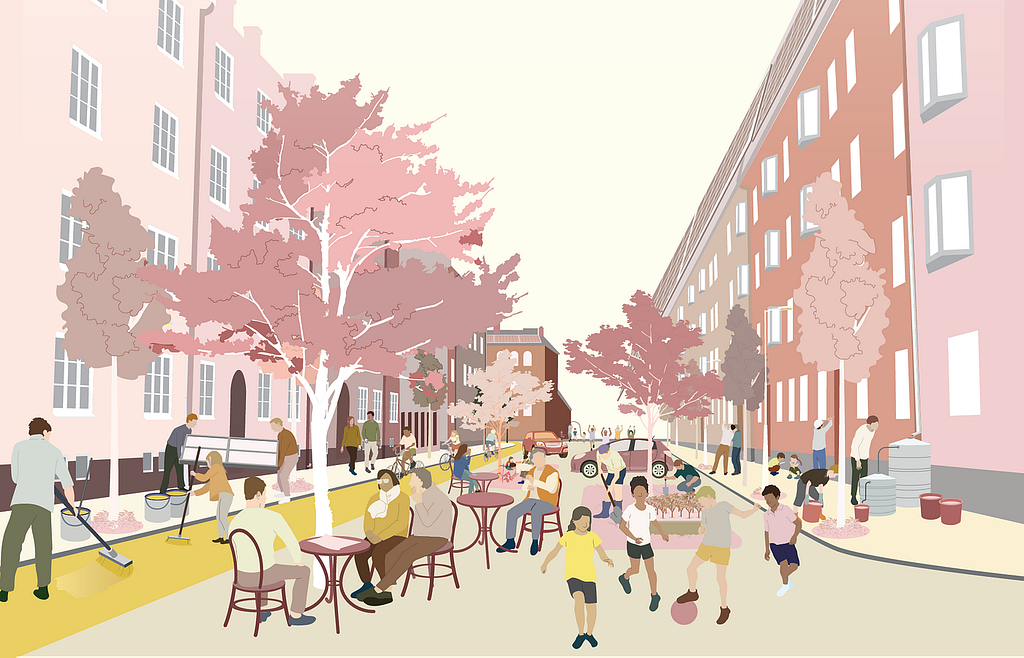 Example sketch of street transition in Malmö — as part of the Climate KIC Deep Demo project
