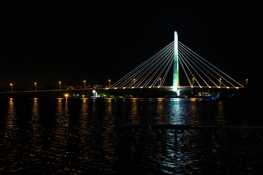 a night time picture of the third mainland bridge in Lagos, Nigeria