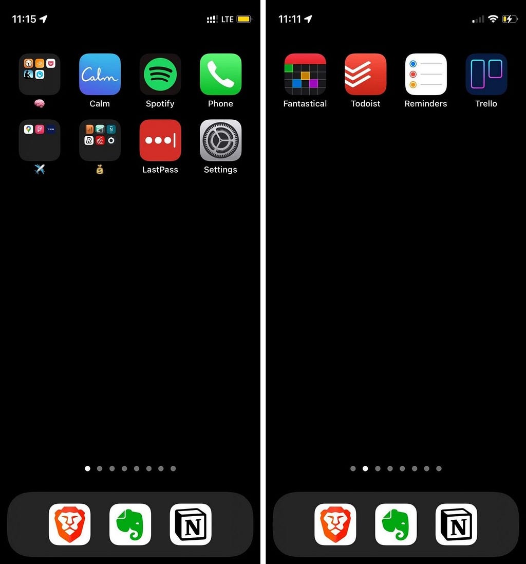 View of iPhone app screens