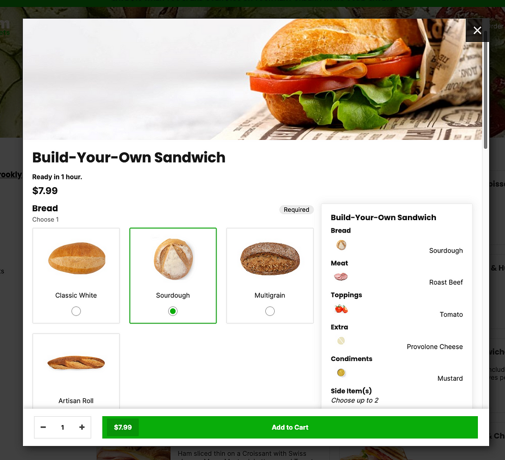 Building a sandwich with FoodStorm