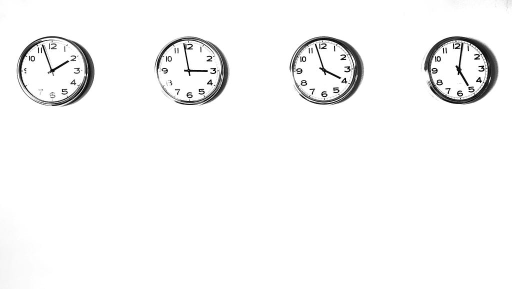 a series of clocks show time go by