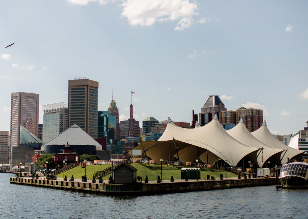 view of Baltimore’s entertainment center, the Inner Harbor
