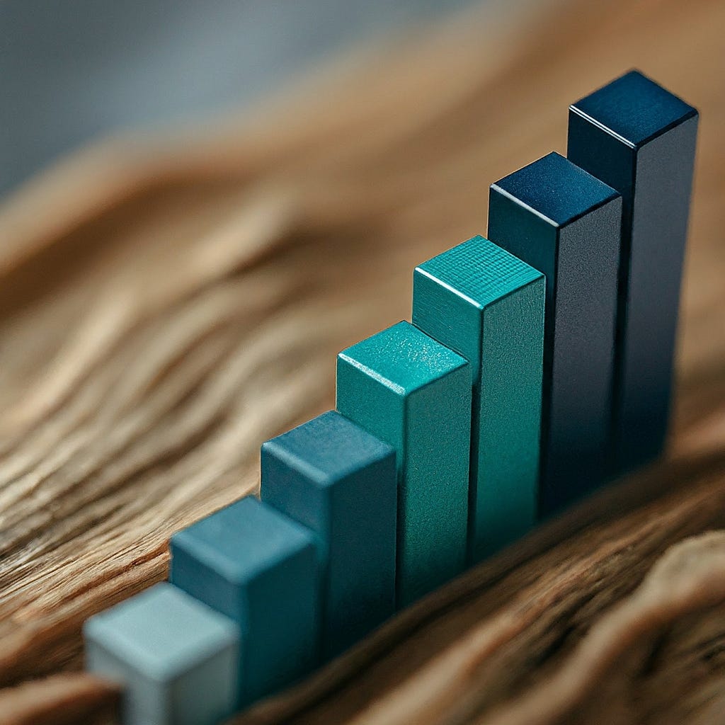 A visual representation of increasing sustainability efforts, depicted by ascending colored blocks, symbolizing collaboration on Scope 3 emissions.