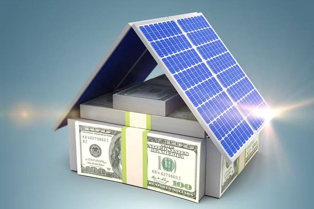 view of dollars under solar panels