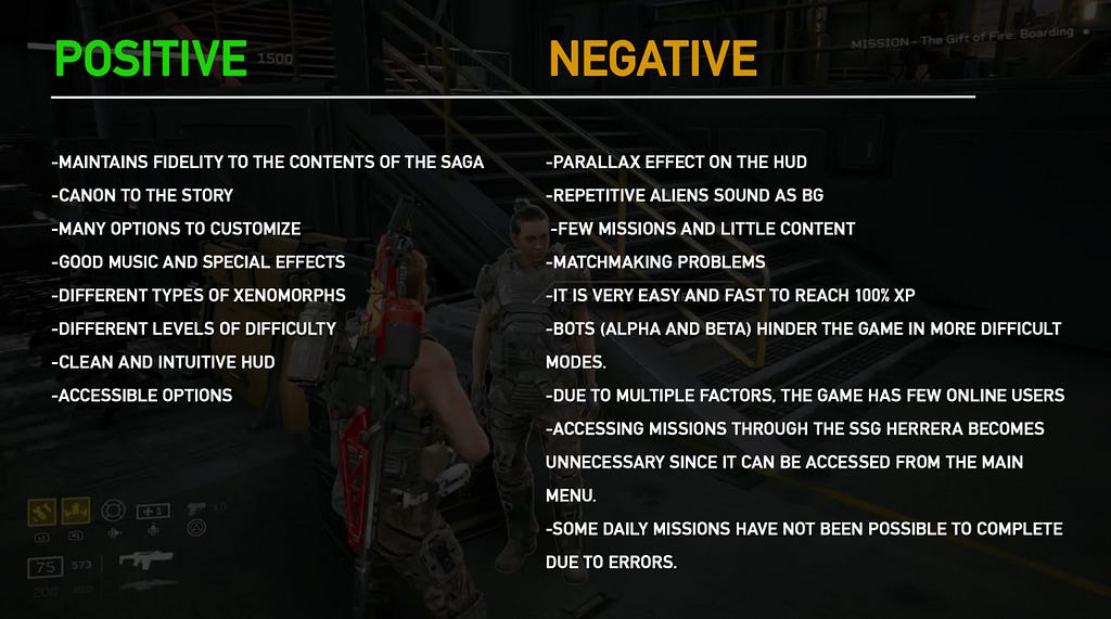 Positive and Negative Comparisson table