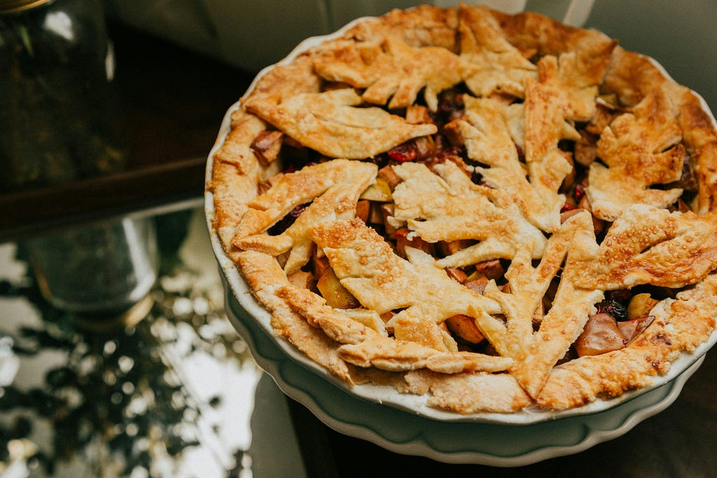 An apple pie is baked.